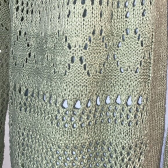 Wild Skye Knee Length Duster Cardigan Sweater Pointelle Knit Fresh Sage Small - Picture 4 of 11